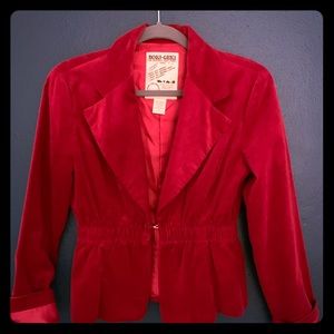 Red velvet blazer